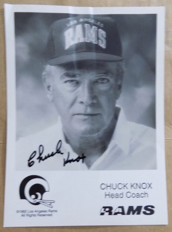 Chuck Knox Head Coach Los Angeles Rams Autographed Photo 5x7