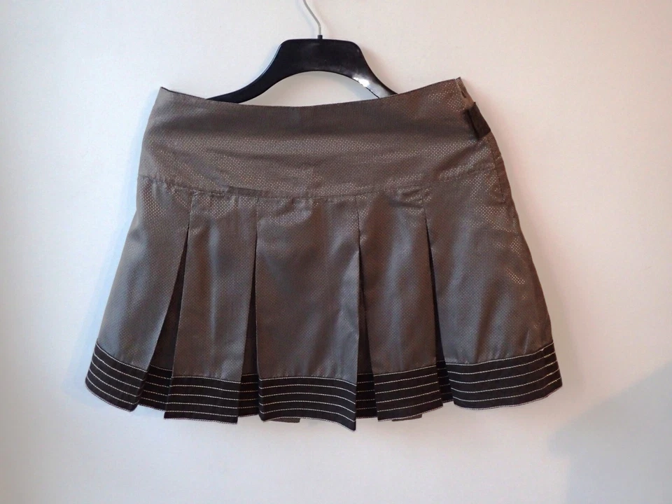 Jupe plissée marron, taille basse, taille 40 - marque Promod - Photo 4/4