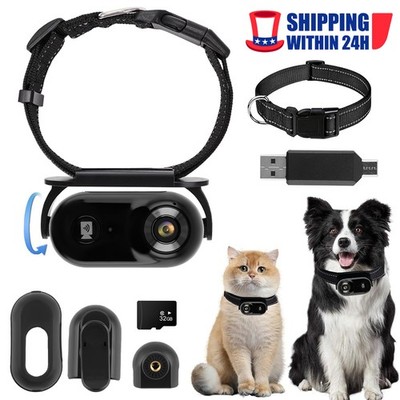 1080P HD Pet Camera Collar 32GB Loop Recording & App Alerts for Dogs Cats NEW