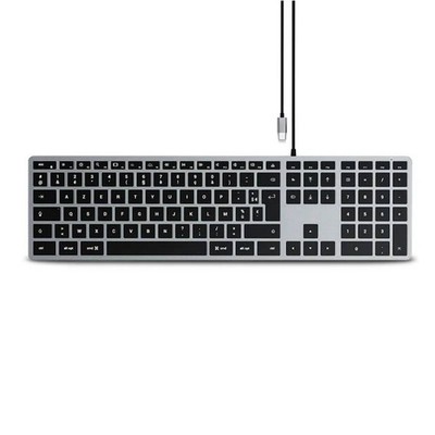Satechi, Kabelgebundene Tastatur Slim W3 USB-C AZERTY Beleuchtet, Grau