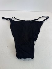 Vintage Cacique Satin Second Skin G-String Thong Panties Black Size 14/16