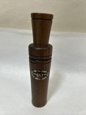 Vintage P.S. Olt Co. DR-115 Double Reed Duck Call Wood Brown Duck Hunting NICE!