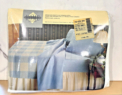 Vintage JCPenney Home Collection Full Fitted Sheet White Percale USA Made NOS