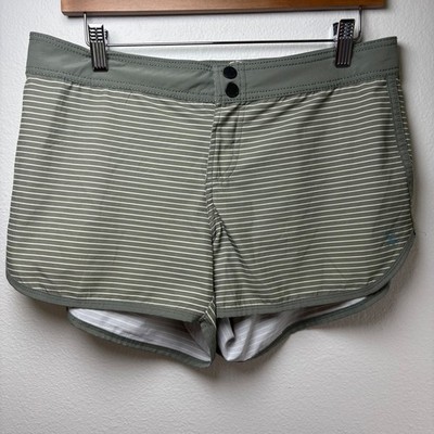 Carve Designs Women 6 Olive Green Swim Board Shorts Surf Beach Striped