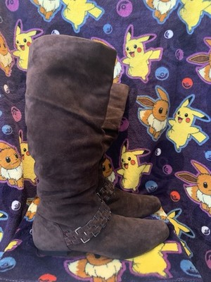 Calvin Klein Moon Brown Suede Slouch Knee High Boots Women's Size 8.5 M