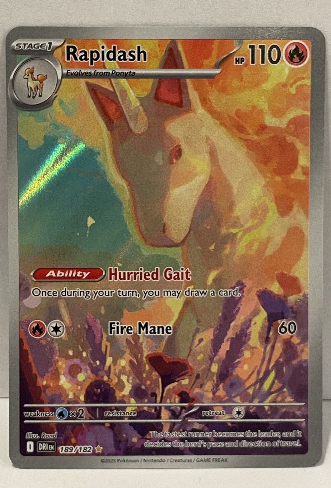 2025 Pokemon Rapidash 189/182 Destined Rivals Illustration Rare