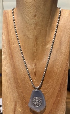 VTG 925 Shiva Pendant Necklace Hindu Goddess Reversible Smoky Quartz Stone 18 
