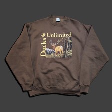 Vintage Duck's Unlimited Embroidered Crewneck Sweater - Large USA Made