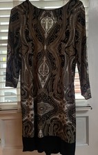 Michael Kors Brown Print Paisley Jersey Dress with zipper size 6
