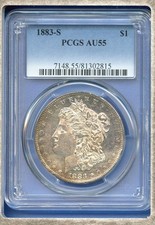 1883 S PCGS AU55 Morgan Dollar $1 US Silver Rare Key 1883-S AU-55 Looks PL !