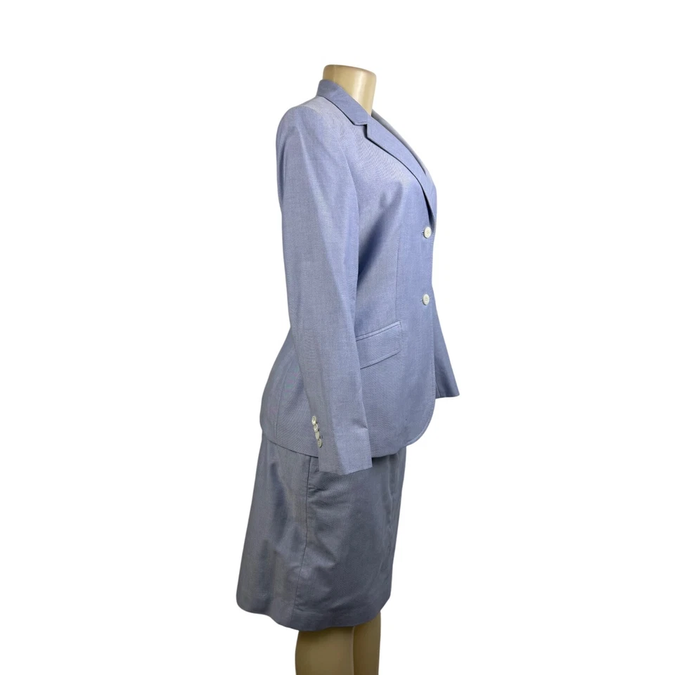 Brooks Brothers женщин светло-синий хлопок блейзер и юбка комплект кнопка застежки размер 8 - Изображение 2 из 4