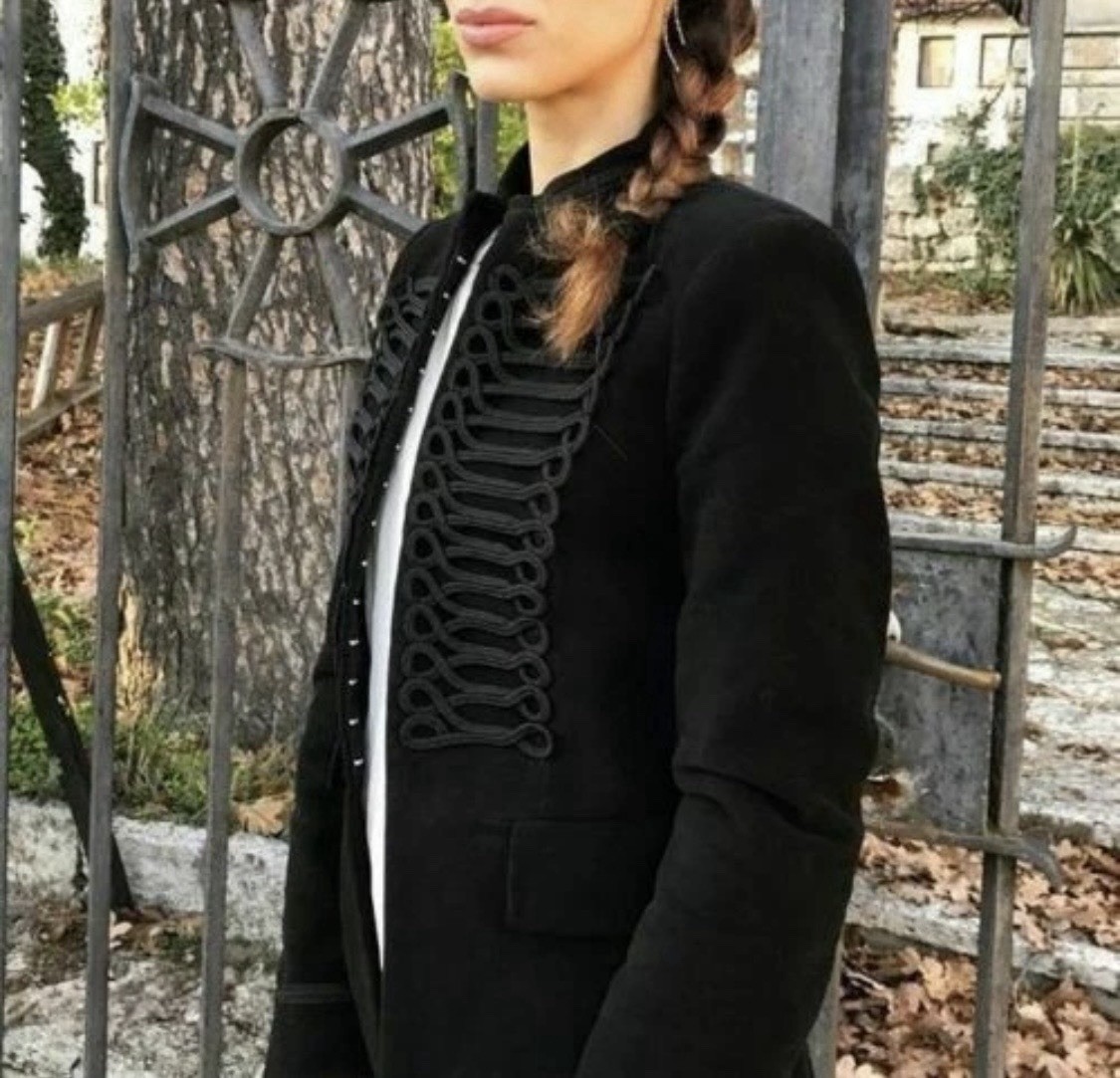 Zara Basic Collection Black Moleskin Military Jac… - image 24