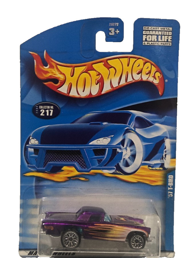 Hot Wheels purple '57 T-BIRD Collector #217 Hotwheels 2000 Kyle Petty Package