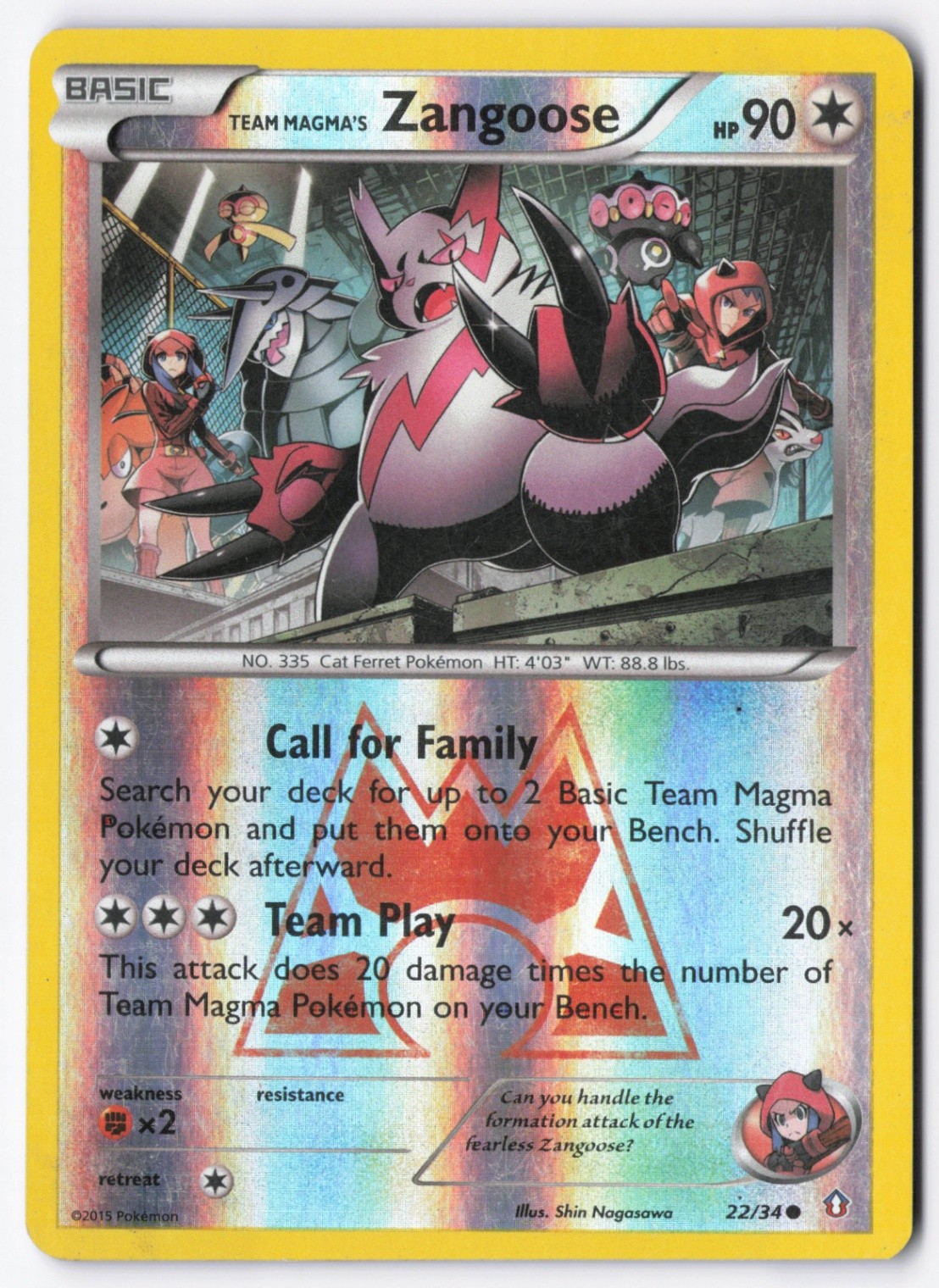 Team Magma's Zangoose Reverse Holo Common Double Crisis 22/34 LP