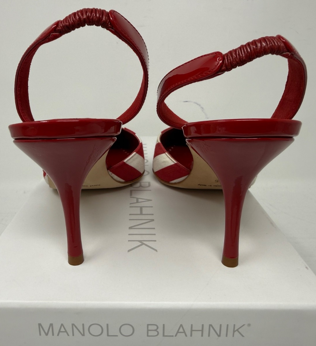 Manolo Blahnik Carolyne Pointy Toe Stripe Pump, Size 6 US 36 EU