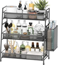 Bathroom Countertop Organizer Shelf - 3 Tier Counter Spice Rack Metal Makeup Rac