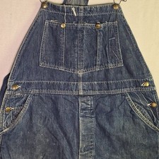 Vintage Hercules Denim Overalls Sz Lg Button Fly Union Made In USA Vtg 40s 50s