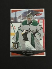 Jake Oettinger 2020-21 Upper Deck Ultimate Victory Rookie Insert Card # UV40. rookie card picture