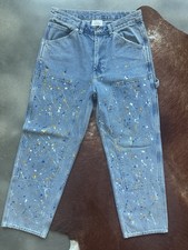 ThisIsNeverThat Men’s Washed Distressed Carpenter Jeans Medium Paint Splatter