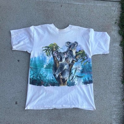Vintage 90s white koala bear wraparound animal nature t-shirt sz large