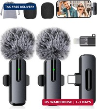 Wireless Mini Microphone for iPhone, Android - 2 Pack Lavalier Microphone for Vi