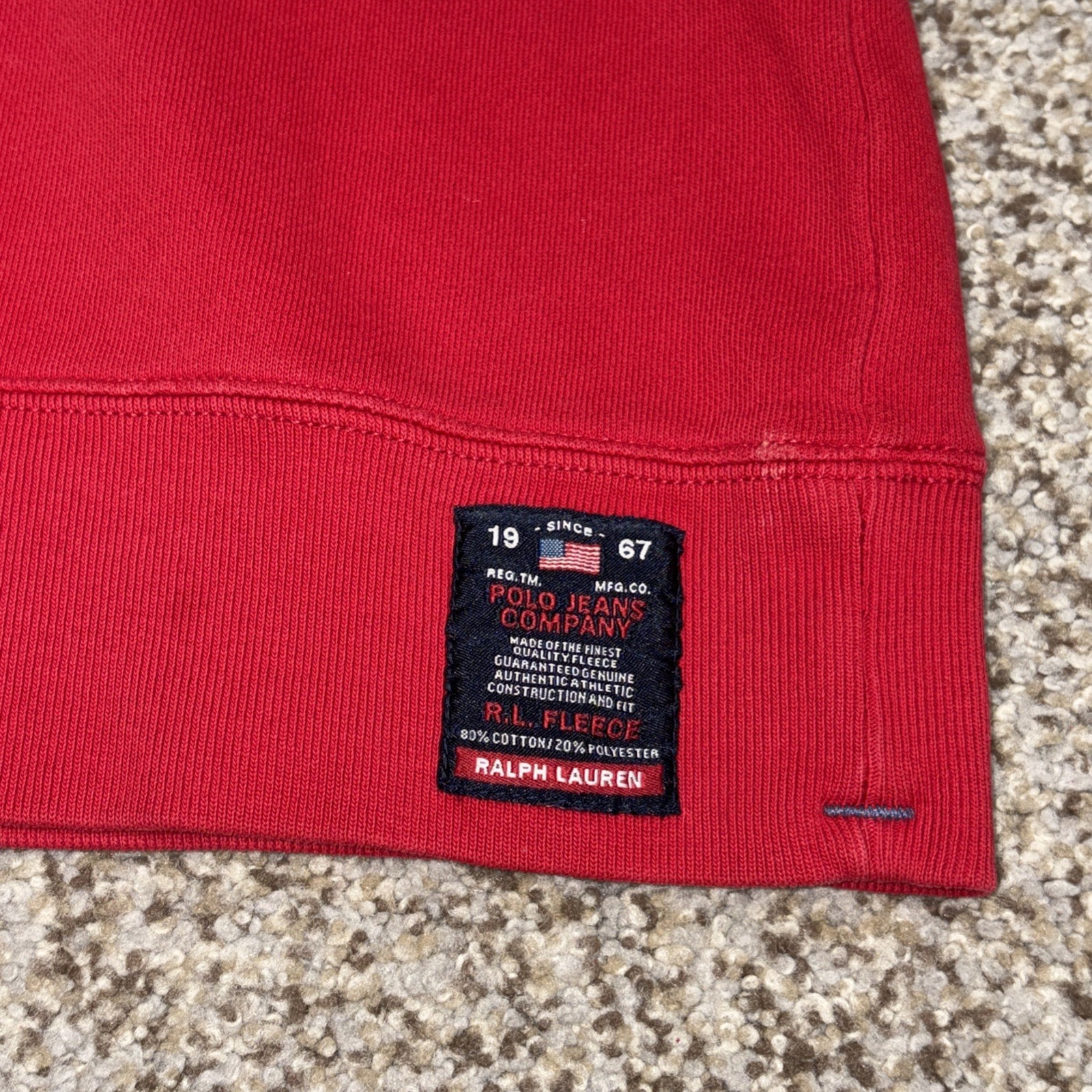 Vintage Polo Jeans Ralph Lauren Mens Sweatshirt Size Large Red - View 3