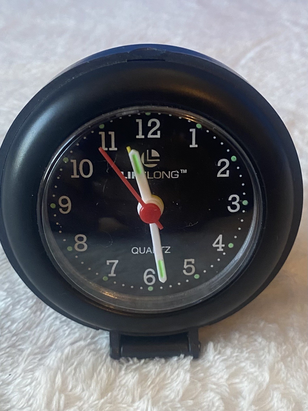 LIFELONG Quartz Travel Portable Folding ALARM CLOCK Compact Black, White Hands