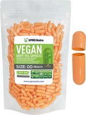 Size 00 Peach Empty Vegan Capsules Vegetarian Veggie Kosher Pills Caps DIY Fill