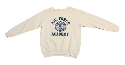 Vintage Air Force Academy Raglan Sweatshirt Mens S/M White Flock Print Eagle 80s