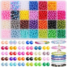 Audab 2240Pcs Pearl Beads for Jewelry Making 28 Colors, Colored Pearl Beads for