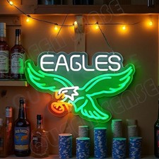 16"x12" Philadelphia Eagles Bar LED Neon Sign With Dimmer USB Powered Light