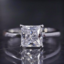 Size 6, vintage sterling silver 925 engagement ring with square cz