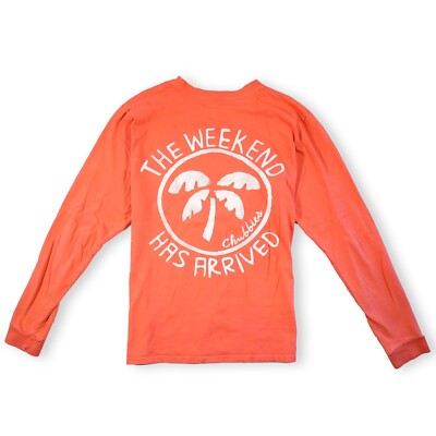 Chubbies Men's Long Sleeve T-Shirt ''The Weekend Has Arrived'' Orange Size Medium