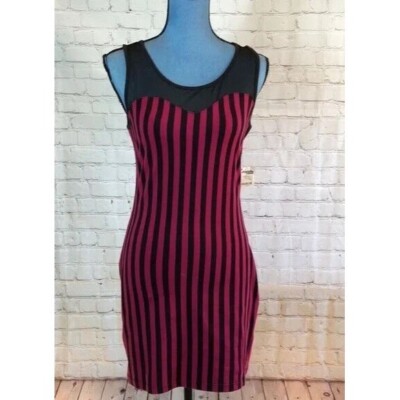red and black striped bodycon dress SHOWOFFFF Red & Black Striped Bodycon Dress