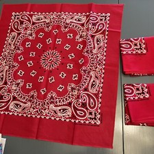 3 Red Bandanas Hav A Hank Paisley B12-G Trunk Up 15187 Vintage Apprx21 Sq