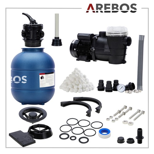 AREBOS Sandfilteranlage mit Pumpe Filteranlage Filterkessel Schwimmbadpumpe 400W - Bild 10 von 49