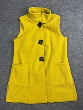 Janska Vest Women's Medium Yellow Fleece Square Button Up Pockets Long Usa Made
