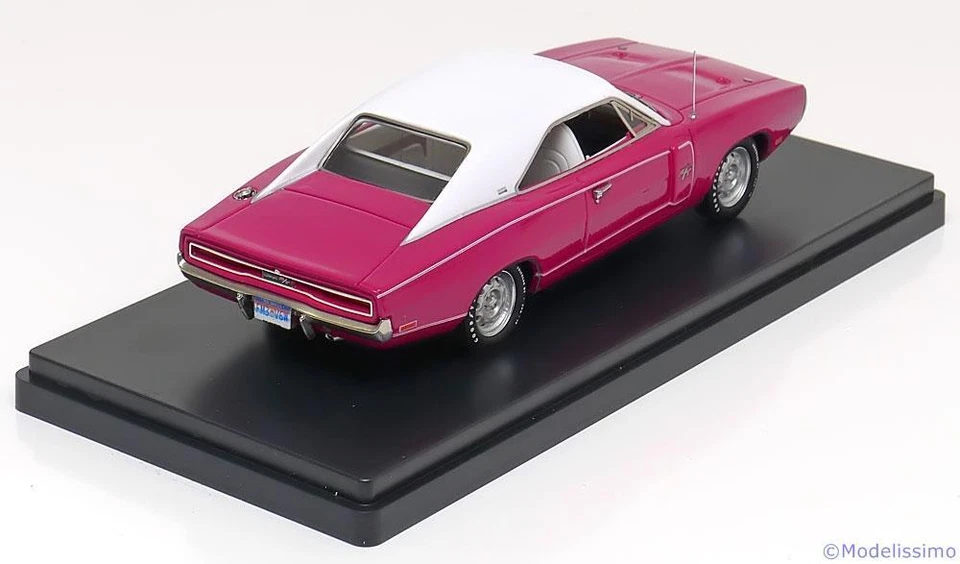 DODGE CHARGER R/T 1970 PINK WHITE ERTL AUTOWORLD AWR 1140/06 1/43 USA CAR RESIN - Photo 2/2