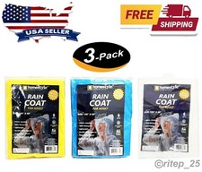 Unisex Adult Waterproof PEVA Raincoat Hooded Jacket Poncho Rainwear 3 Pack -New