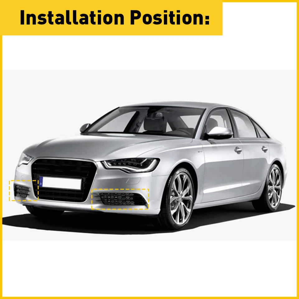 Par de faros antiniebla negros para parachoques delantero para Audi A6 C7 2012-15 cubierta parrilla Foto 3 de 4