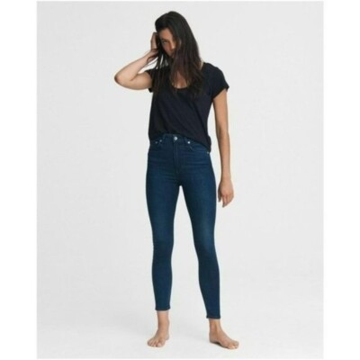 Rag Bone Nina High-Rise Ankle Skinny Jeans Raw Hem 29