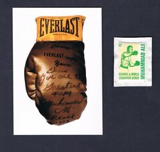 2 artículos de boxeo Muhammad Ali paquete completo de azúcar Ali y postal Ali / ELVIS COMO NUEVO en estado