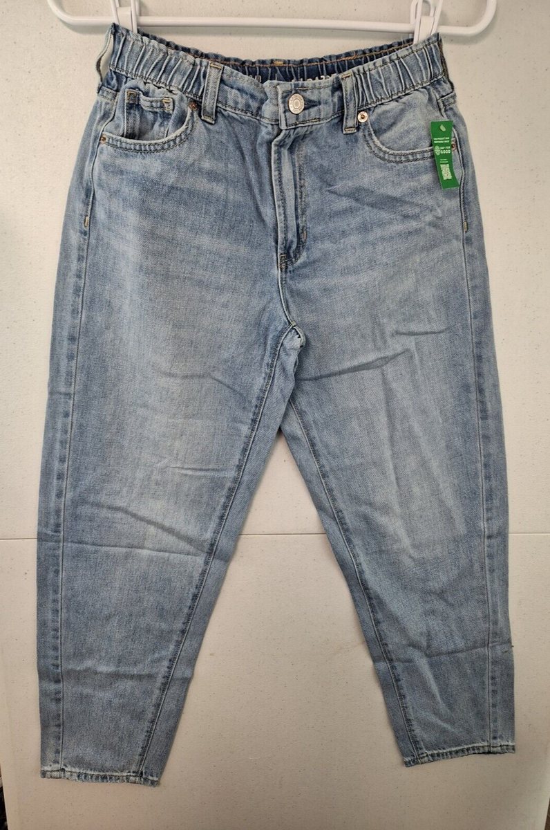 Gap Kids Girls sz 14 Light Blue Wash High Rise Barrel Jeans NWT