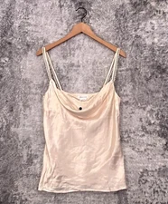 New Lovers + Friends Top Medium Womens Satin Ivory Pearl Strap Tank Revolve
