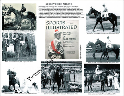 Horse Racing Jockey Compilation Eddy Eddie Arcaro 8.5 X 11 can be framed