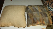 Pair of Beige Brown Abstract Print Decorative Pillows  17 x 17