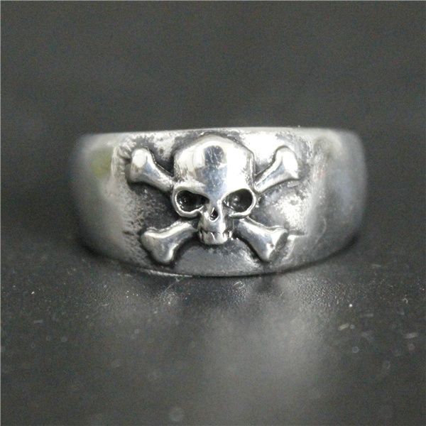 Skull Cross Bones Rings-316L Stainless Steel Band Biker Men