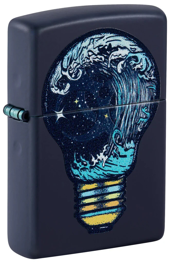Zippo 46143, Black Light Toxic Waves Design Lighter, Navy Matte