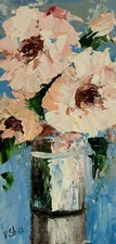 Flowers Blooming Wildflower Peonies Painting Original Floral Oil Signed Art