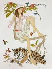 PHILIPPE DE NOYER Pencil Signed THE TIGER #173/180 Lithograph 35" x 24" Print